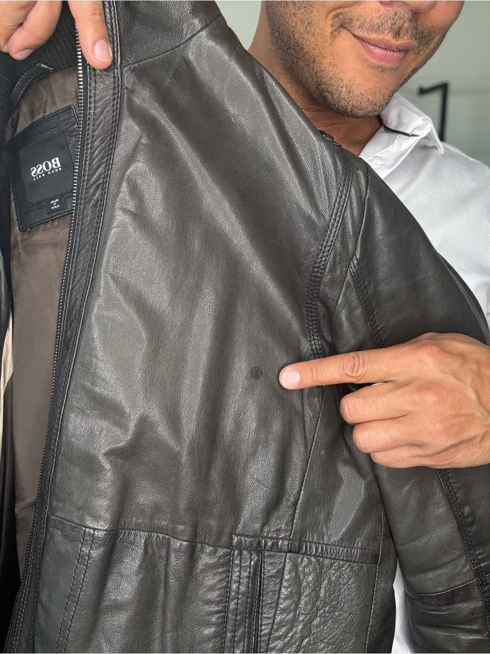 Hugo Boss Men's Lamb Leather Jacket